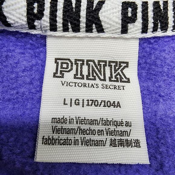 PINK Victoria's Secret Sweatshirt Womens L Purple LOVE PINK Pullover Crew Neck - Picture 3 of 8